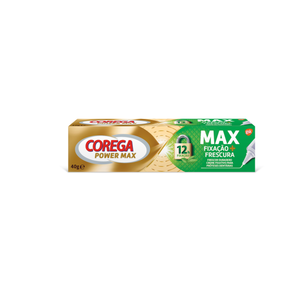 Corega Max <mark>F</mark>ixação + <mark>F</mark>rescura Creme <mark>F</mark>ixação Prótese Dentária 40g